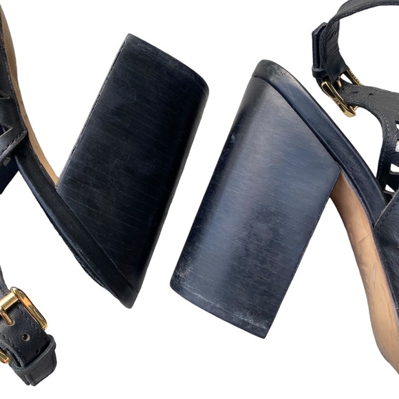 Rebecca Minkoff Black Leather Laser
Cut Peep Toe Block Heel Booties 8.5M - Picture 6 of 15